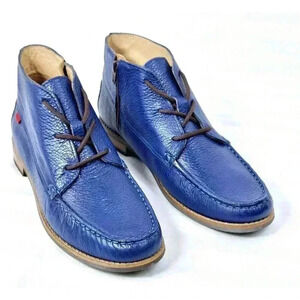 Marc Joseph New York Girls Lincoln Ankle Booties Leather Blue Lace Up Size 5